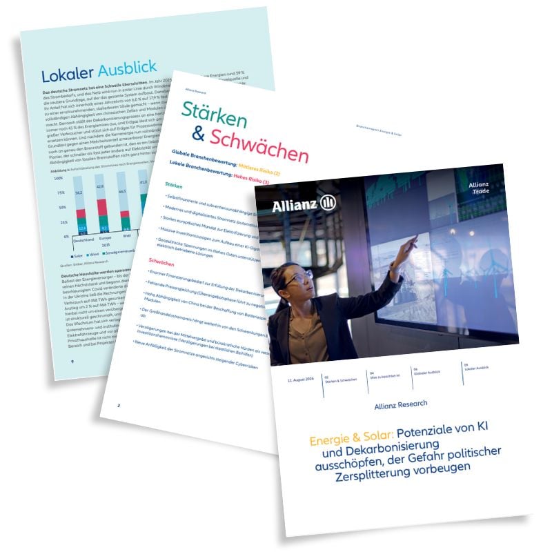 Vorschau Branchenreport Solar & Energie 2026 von Allianz Trade
