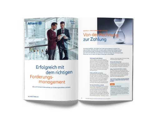 Aufgeschlagenes Heft als Vorschau für den Ratgeber "Forderungsmanagement"