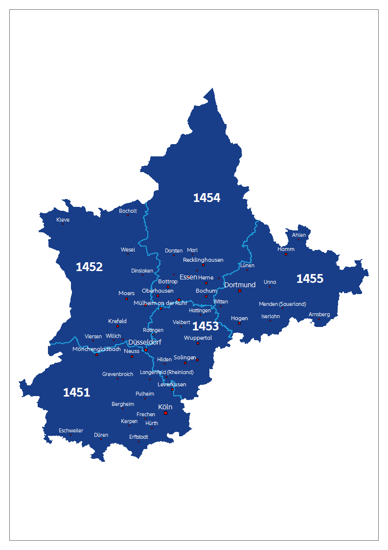 Map of the federal republic of Germany with Regions