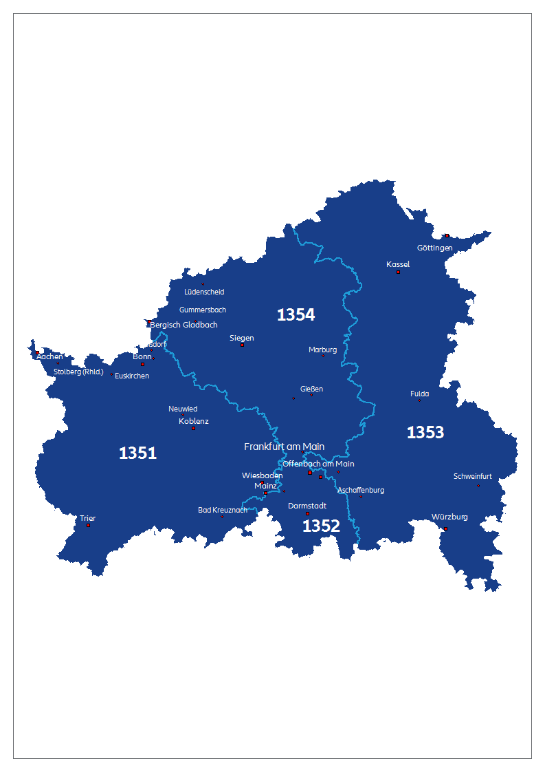 Map of the federal republic of Germany with Regions