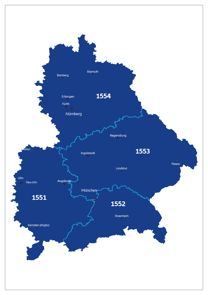 Map of the federal republic of Germany with Regions